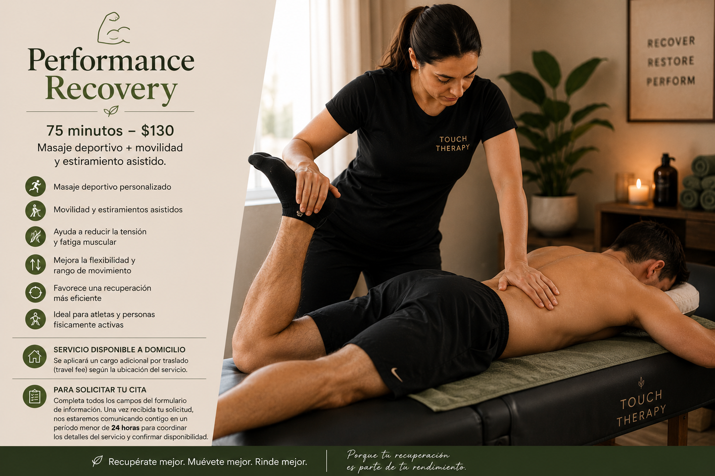 Therapeutic Sport Massage - Performance Recovery 75 min